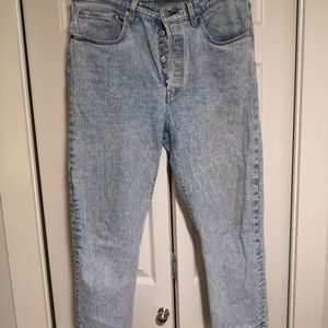 Levi 501 5-button fly, cropped Acid Wash Jean Size 31
